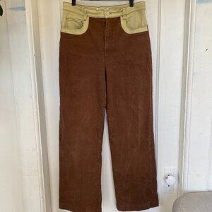 Oak + Fort brown and green contrast cotton twill pants - 12